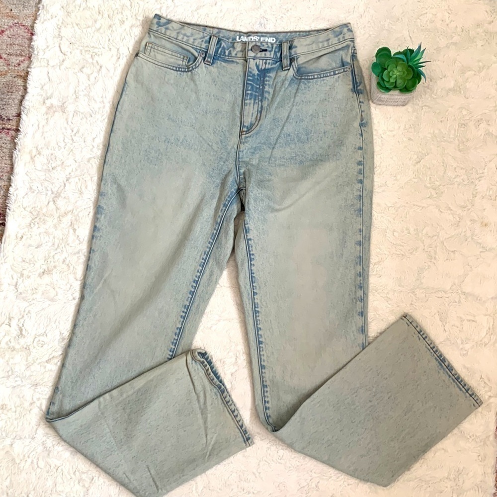 Nwt Lands' End High Rise Straight Leg Classic Fit Jeans Gorham Wash